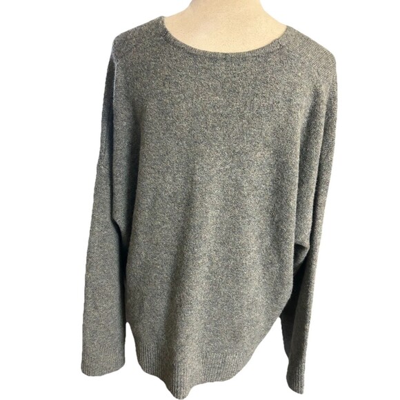 Madewell Womens XL Gray  Knit Wool Blend Oversized Boxy  V Neck Soft Sweater - Picture 7 of 10
